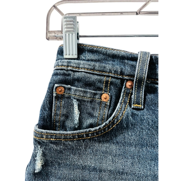 Levi Strauss 501 Cut Off Button Fly Denim Jean Shorts Waist 25" Women's Blue - Picture 2 of 7